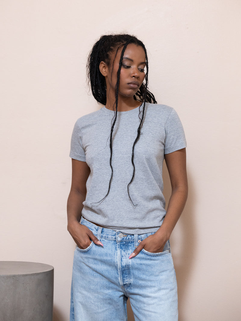 Seamless Crew Neck Tee in Gray