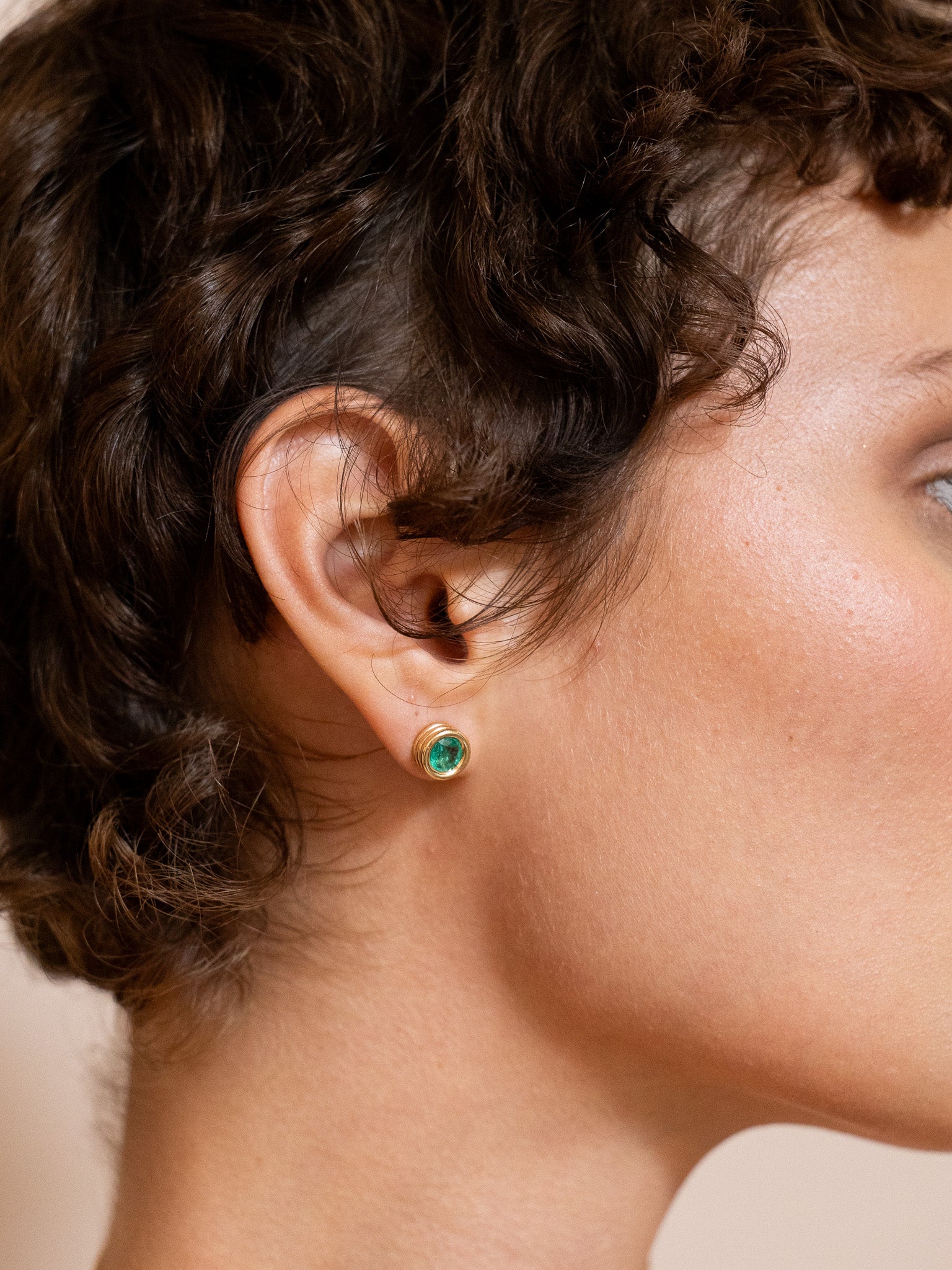 Grotto Studs with Emerald
