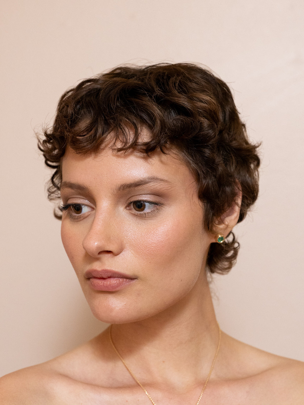 Grotto Studs with Emerald