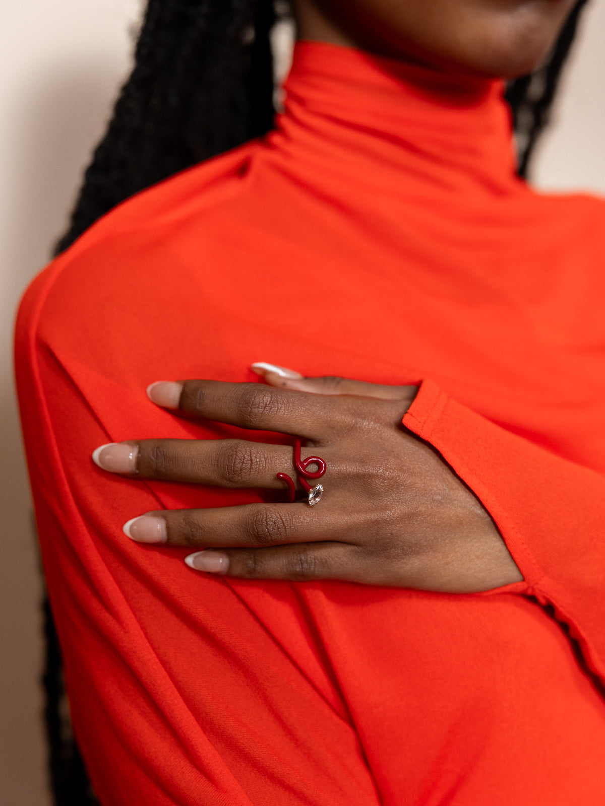 Baby Vine Tendril Ring in Burgundy