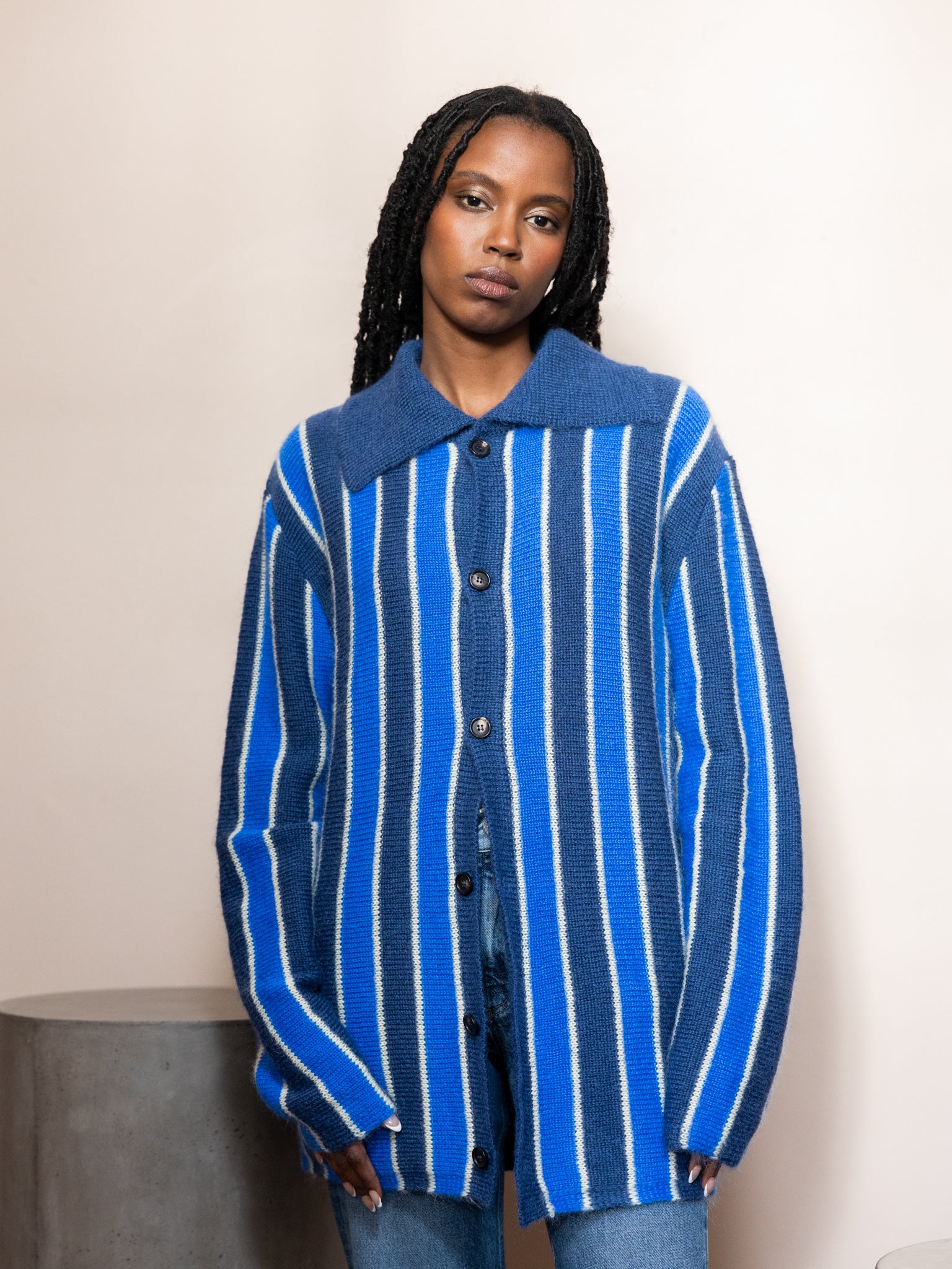 Mohair Striped Cardigan