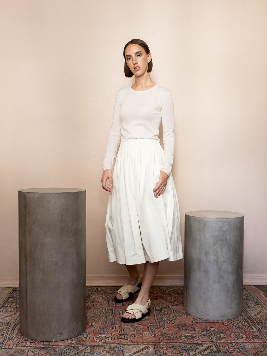 Thin Cashmere Top in Bone