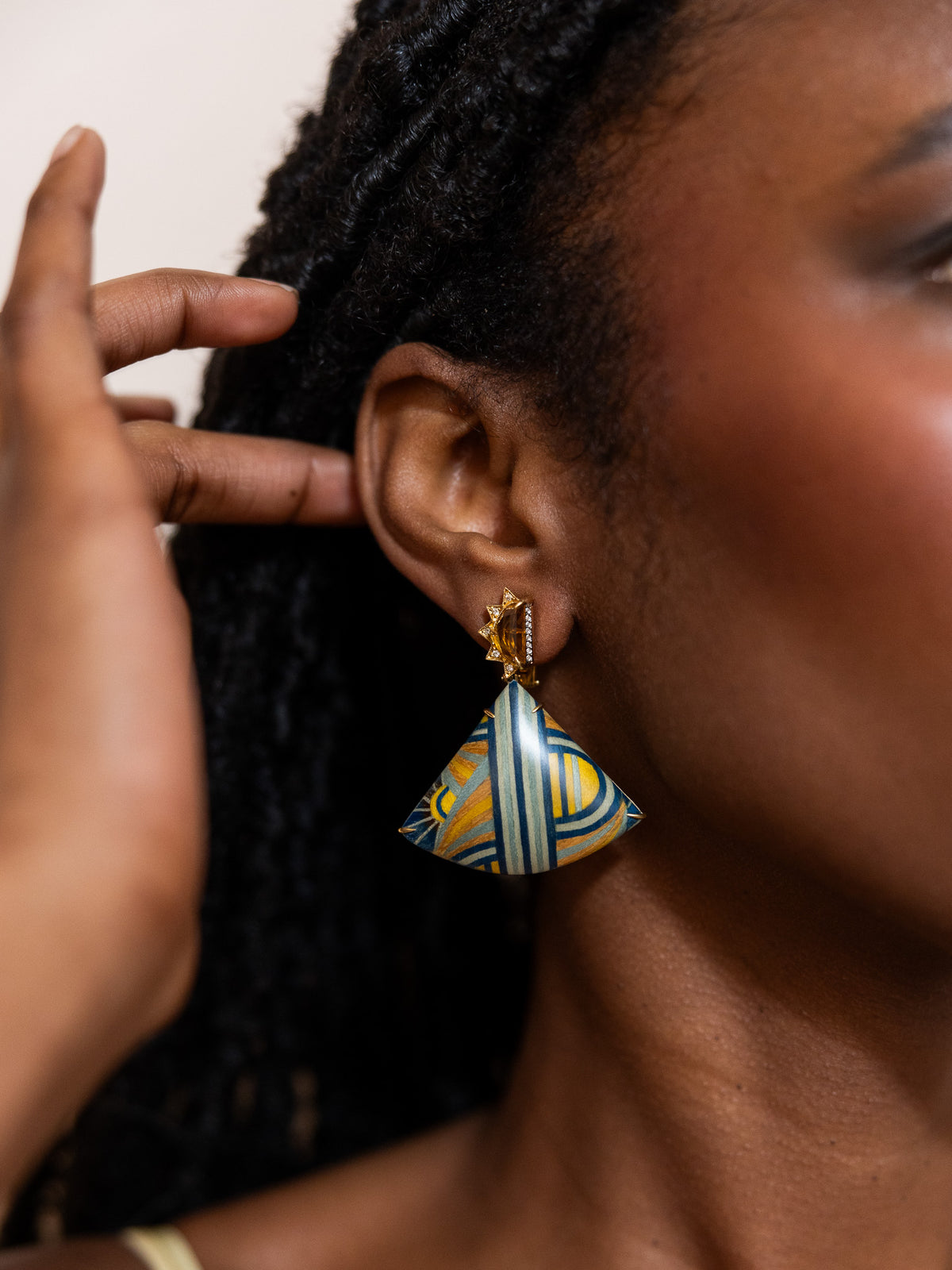Obi Marquetry Fan Earrings