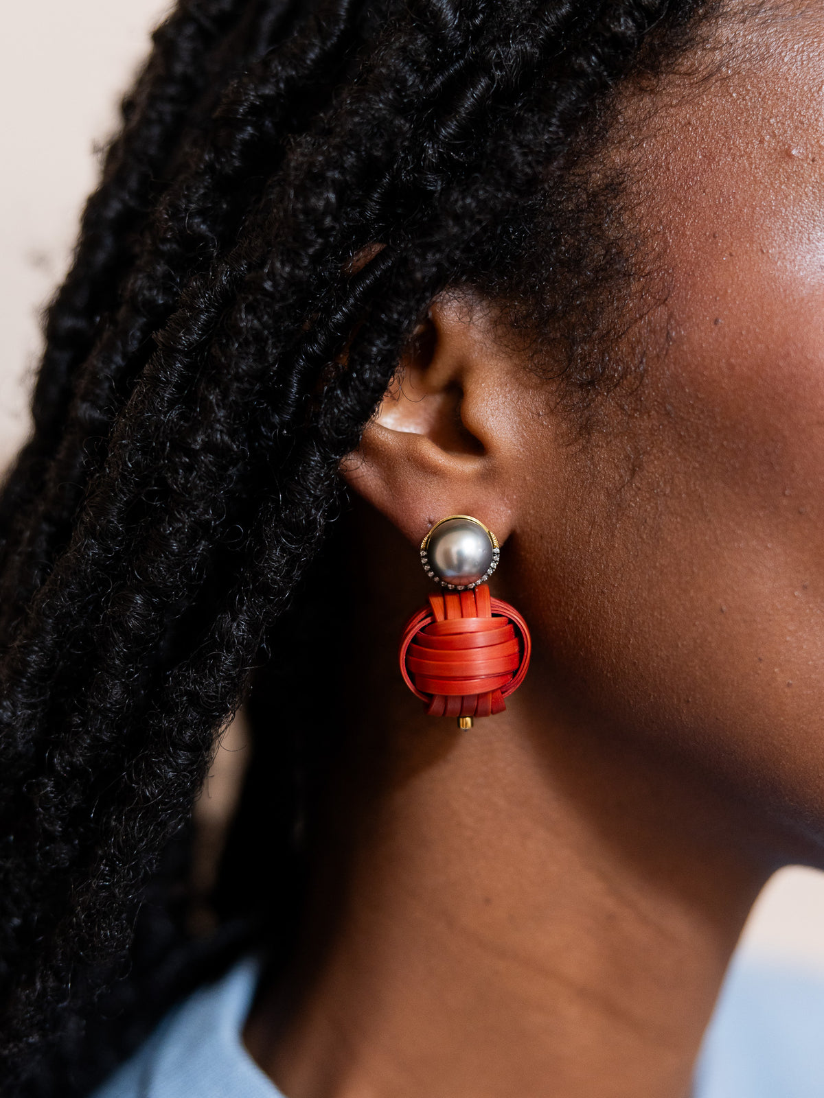 Bamboo Earrings with Pearl