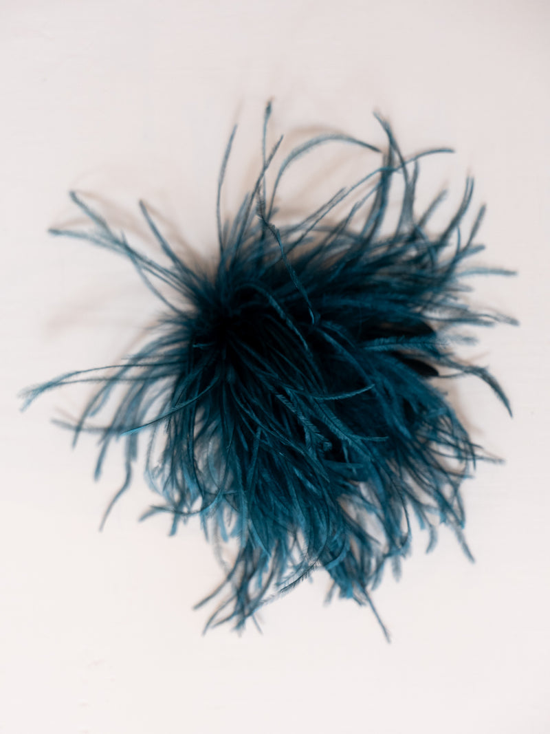 Meryl Ostrich Feather Brooch in Dark Emerald