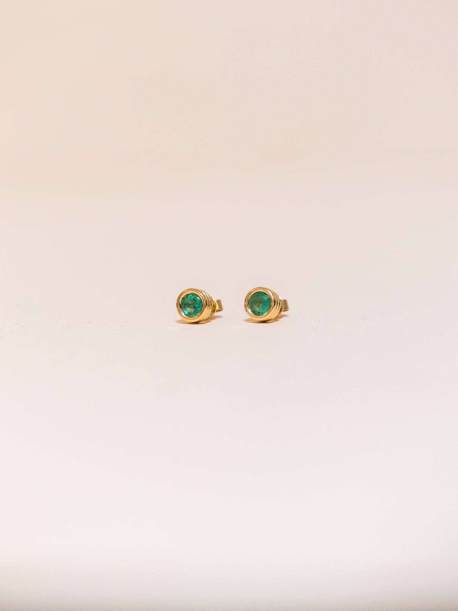 Grotto Studs with Emerald