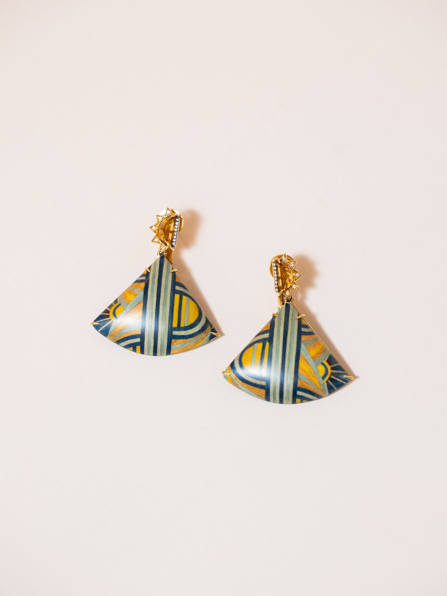 Obi Marquetry Fan Earrings