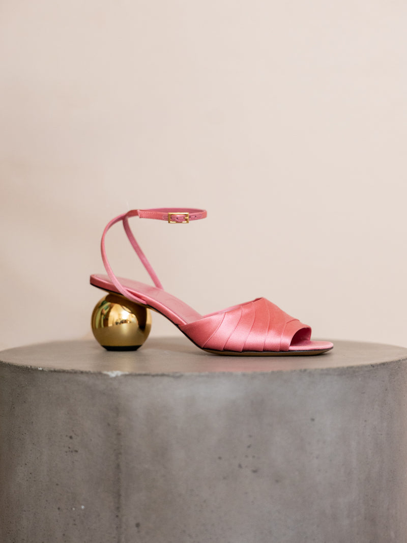 Folded Satin Block Heel