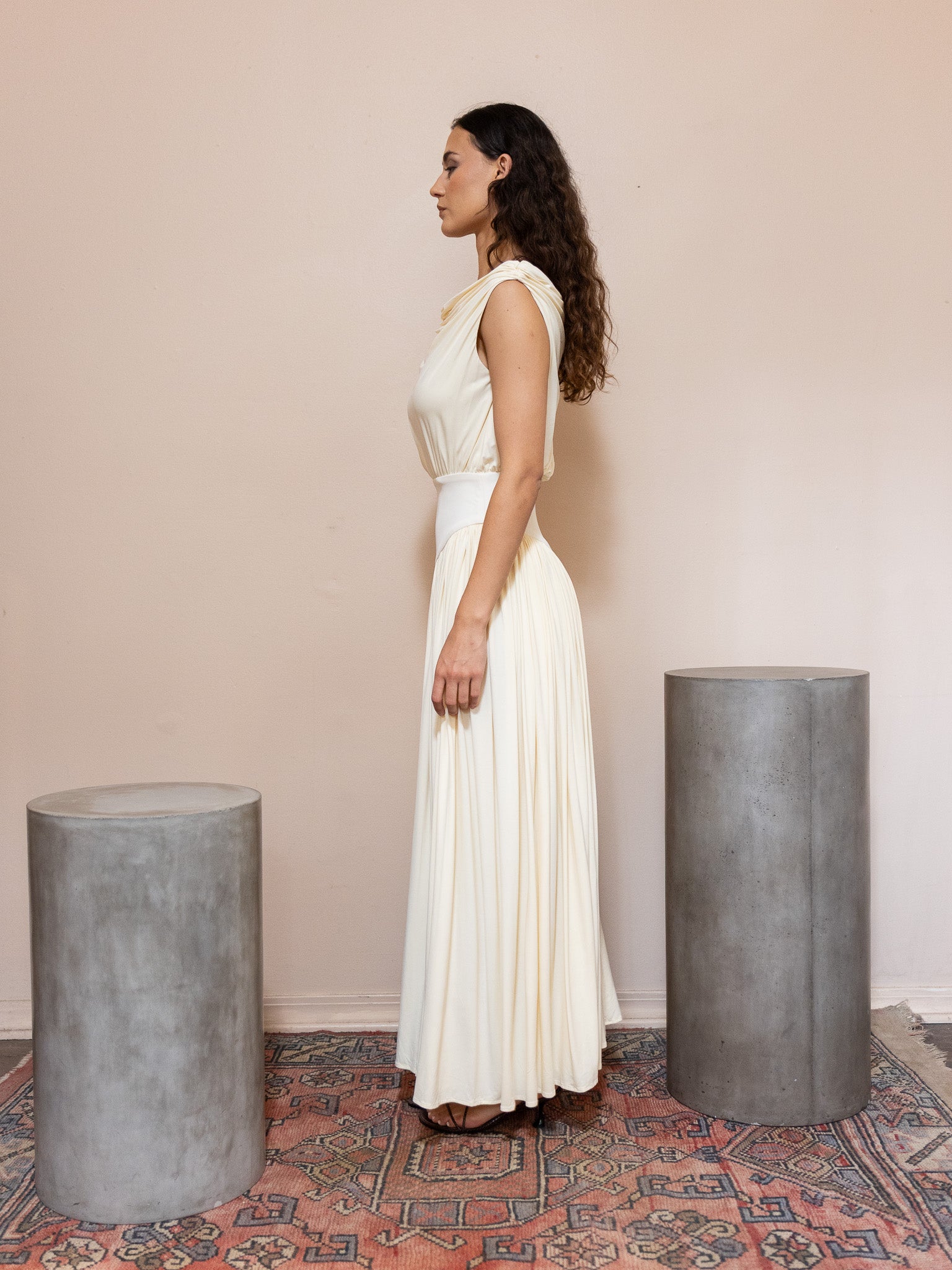 Gwen Drape Dress in Cream