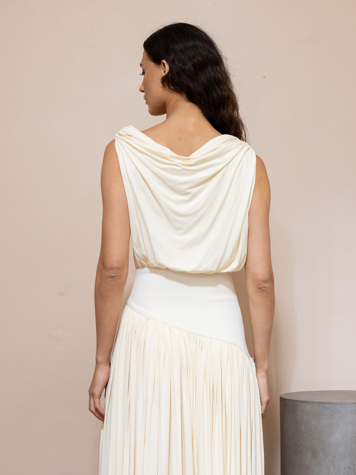 Gwen Drape Dress in Cream