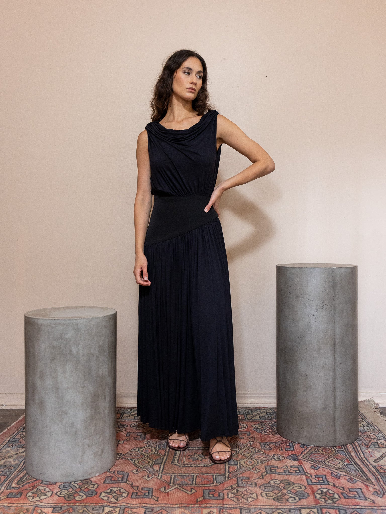 Gwen Drape Dress in Black