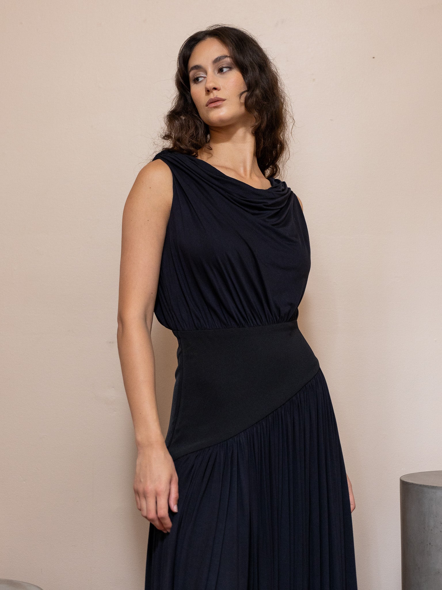 Gwen Drape Dress in Black