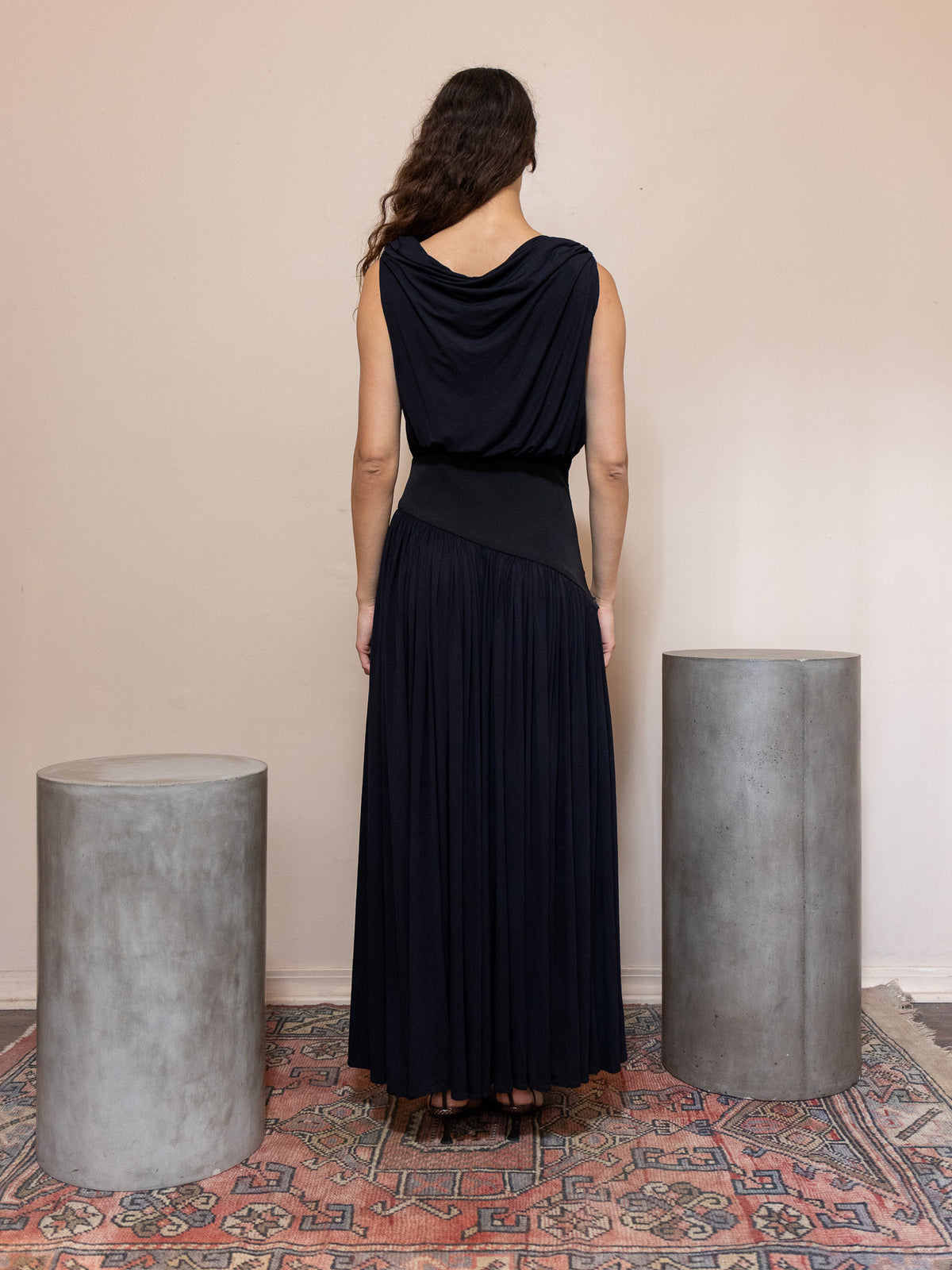 Gwen Drape Dress in Black