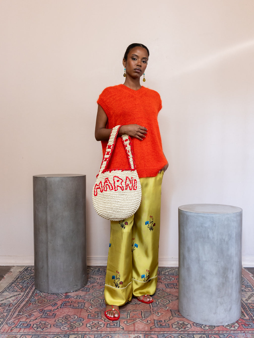 Rafia Hobo Bag in Red