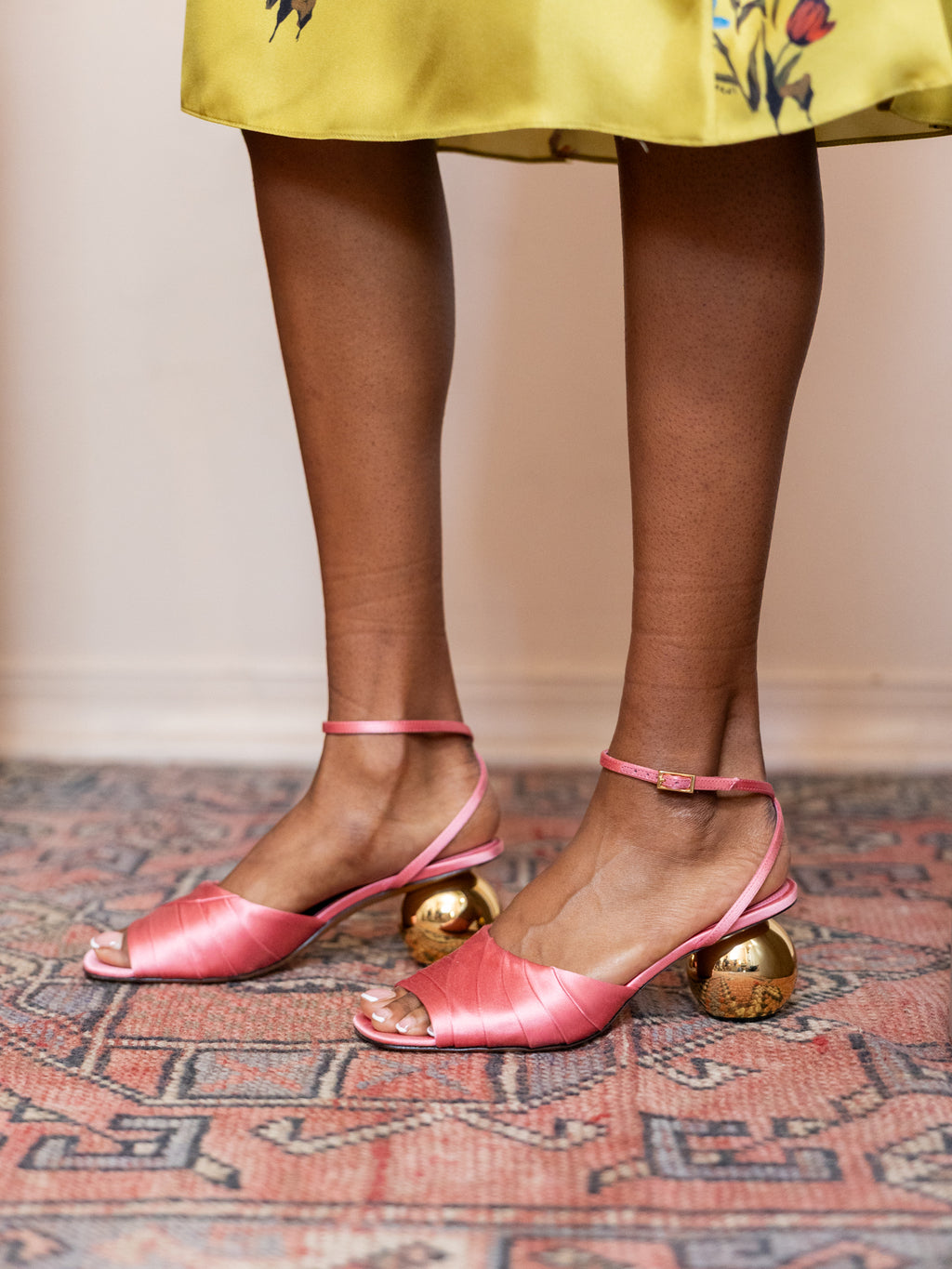 Folded Satin Block Heel