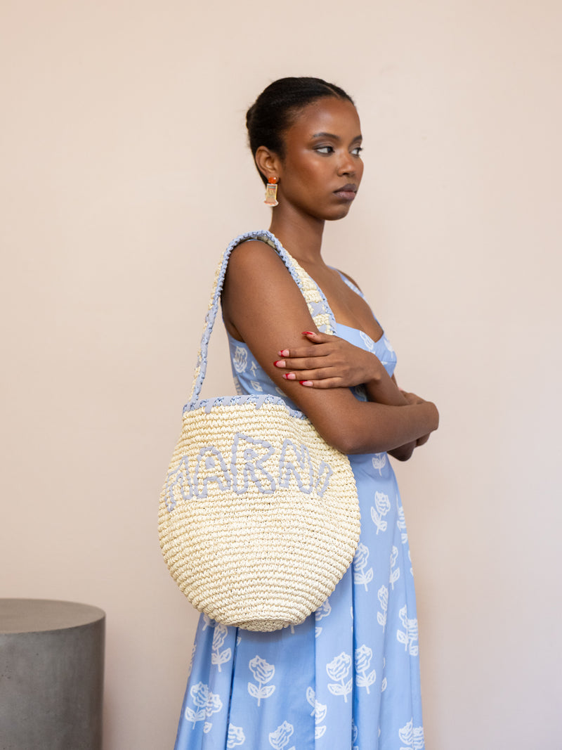 Rafia Hobo Bag in Blue