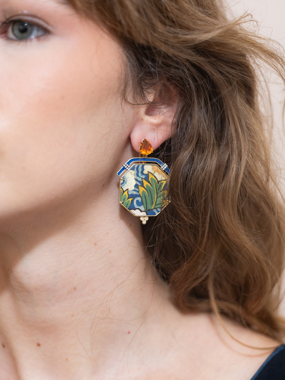 Marquetry Tibetan Leaf Earring
