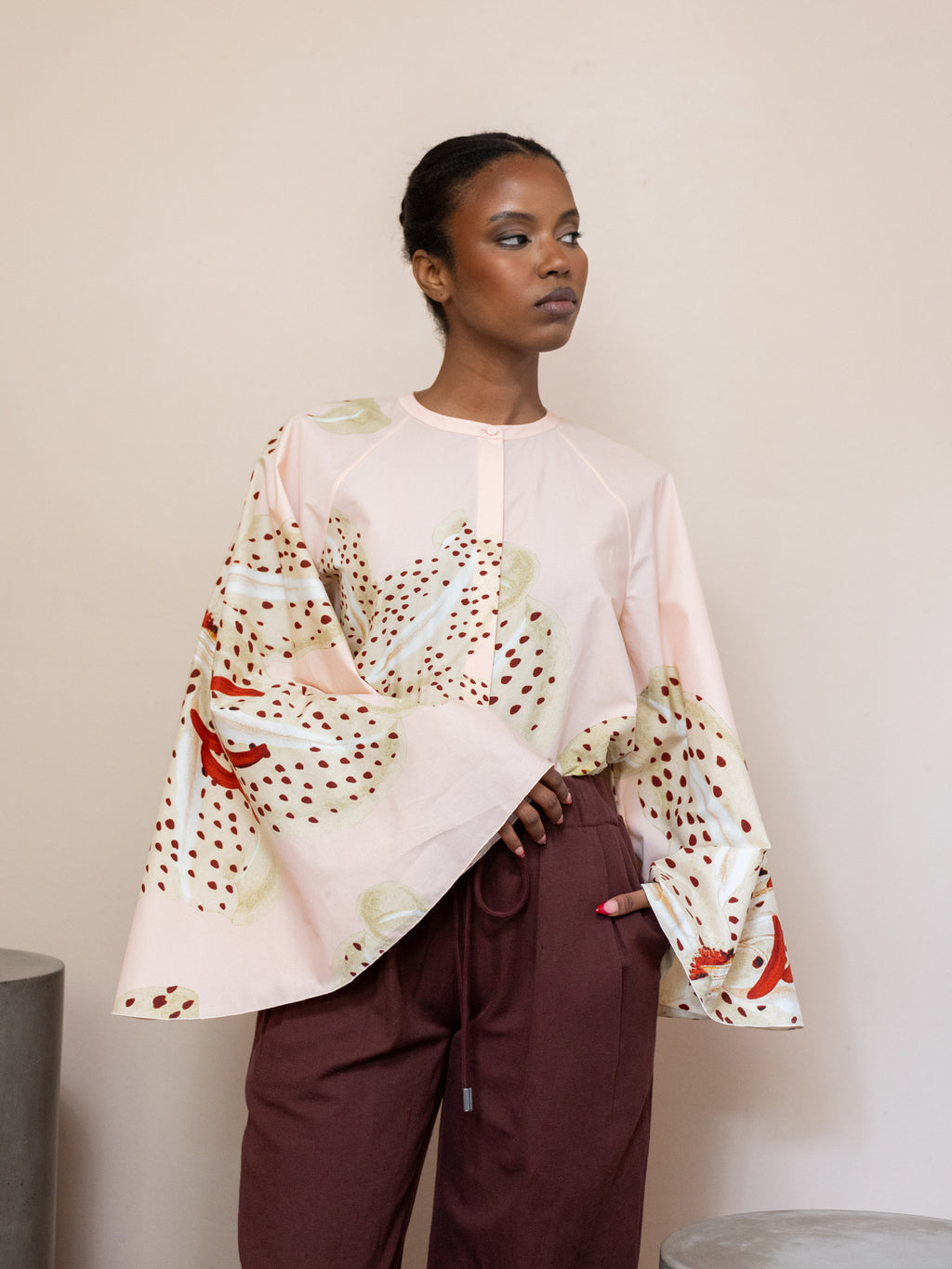 Bell Sleeve Poplin Blouse