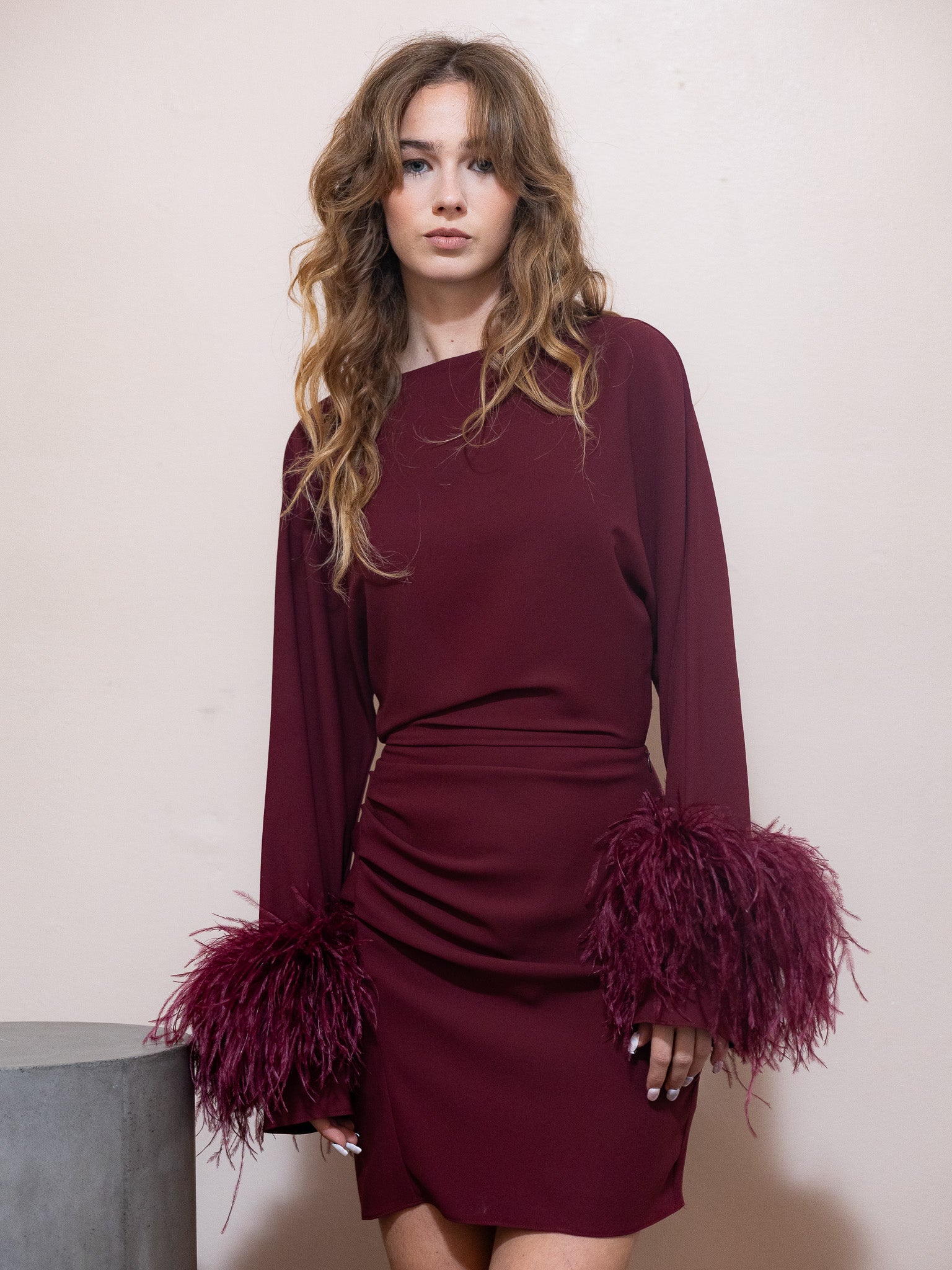 Drape Boatneck Mini Dress