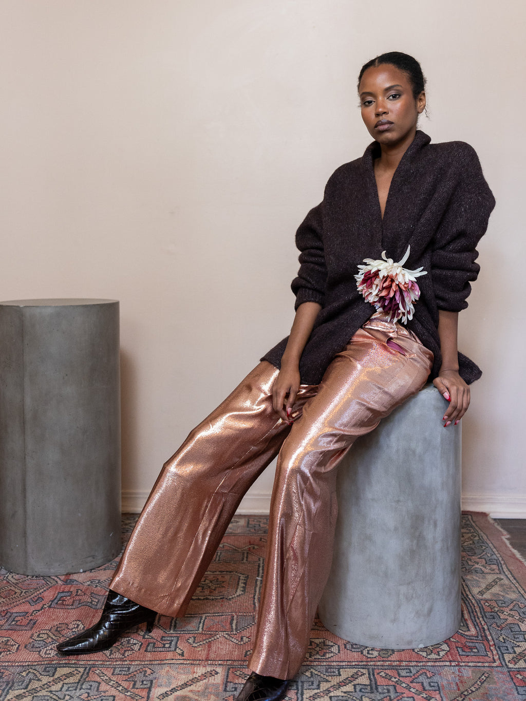 Douro Shiny Silk Lurex Pants
