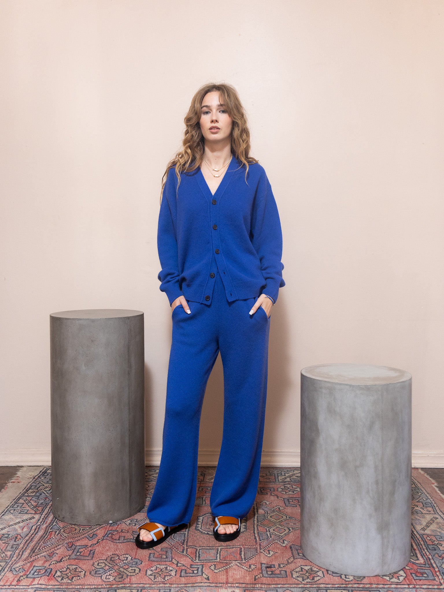 Baby Cashmere Knit Pants in Royal Blue