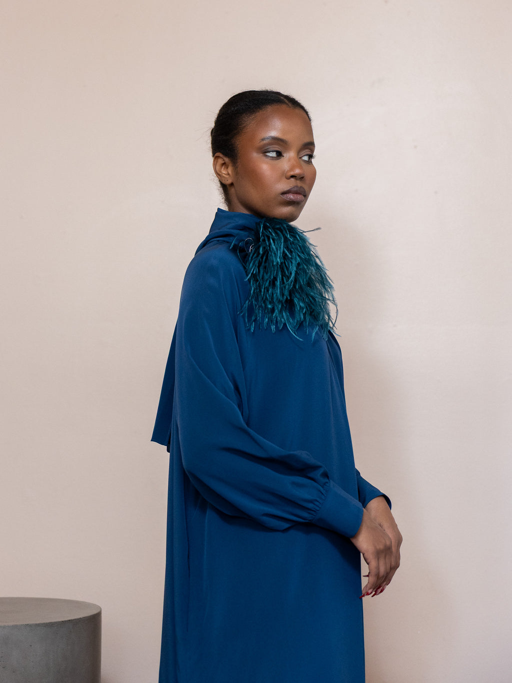 Meryl Ostrich Feather Brooch in Dark Emerald