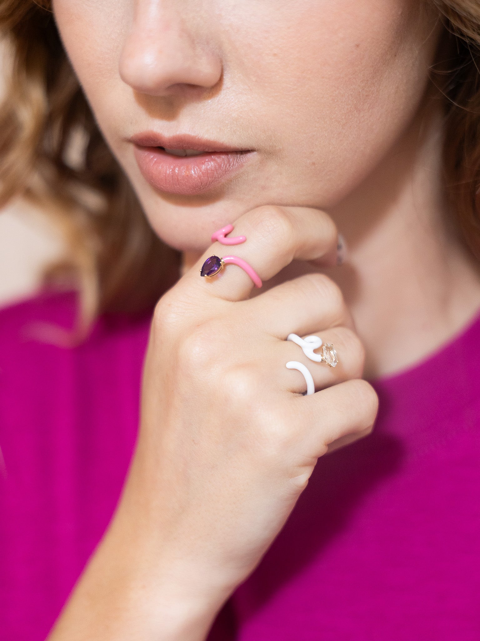 Baby Vine Tendril Ring in White