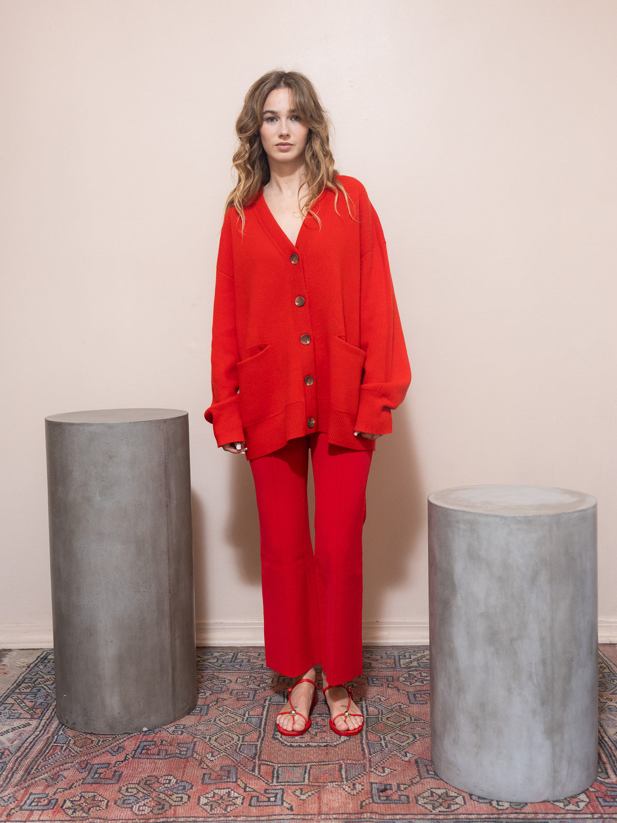 Rene Pull On Pant in Deep Red