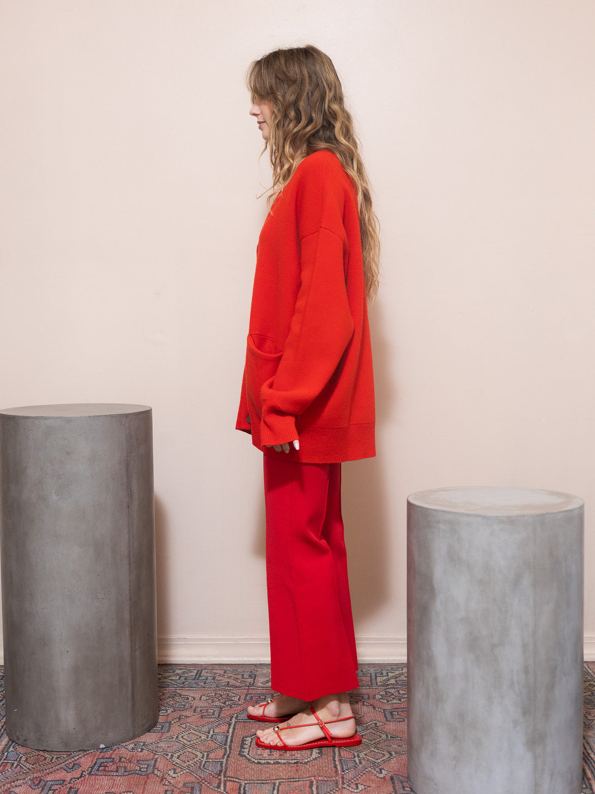 Rene Pull On Pant in Deep Red