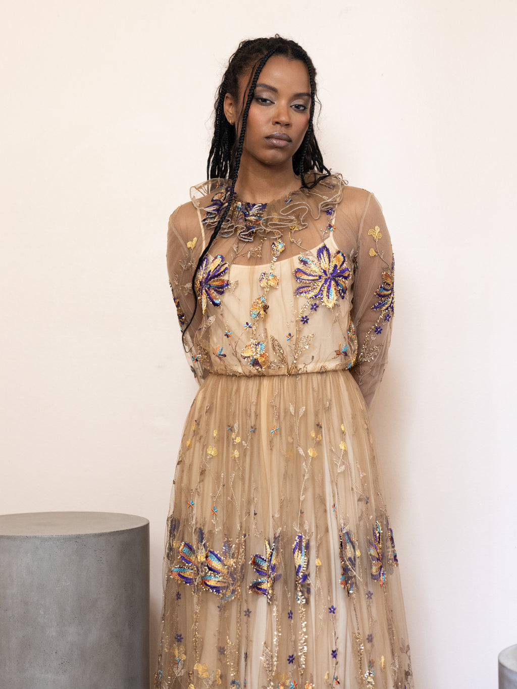 Tulle Embroidered Flower Dress