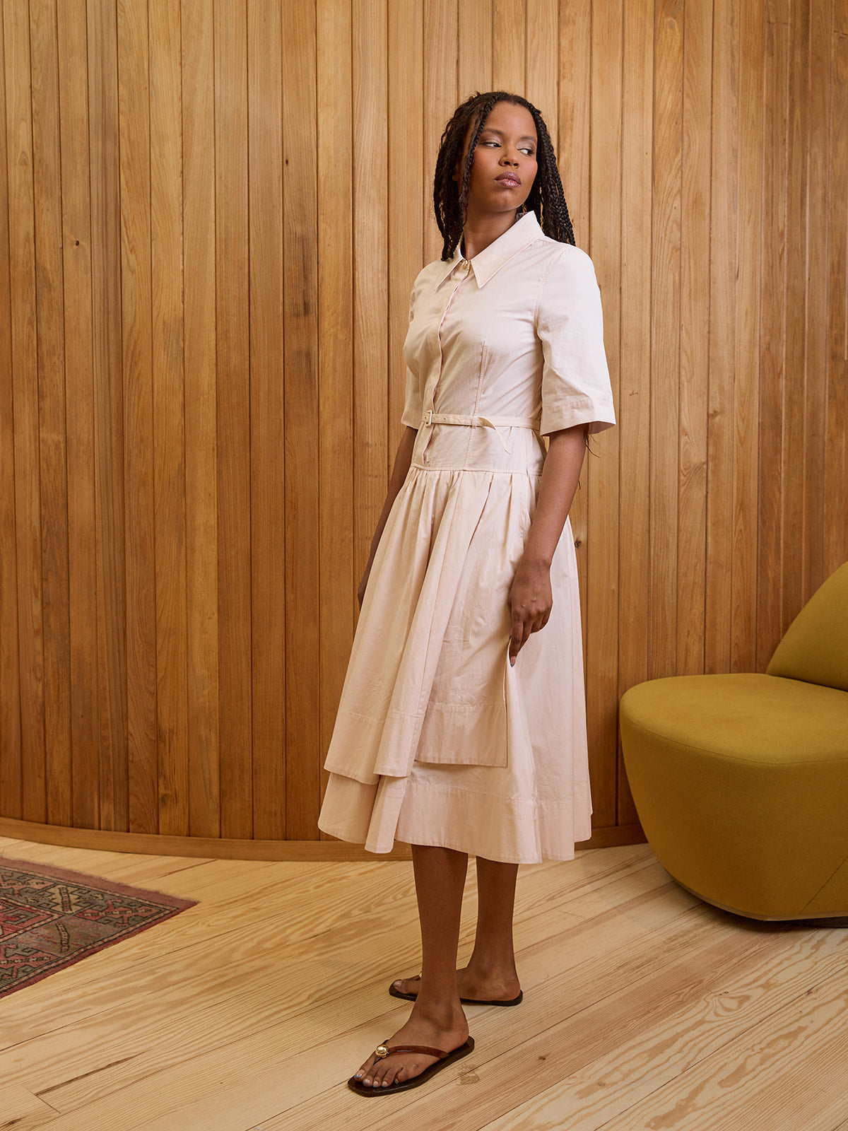 Short Sleeve Belted Dress