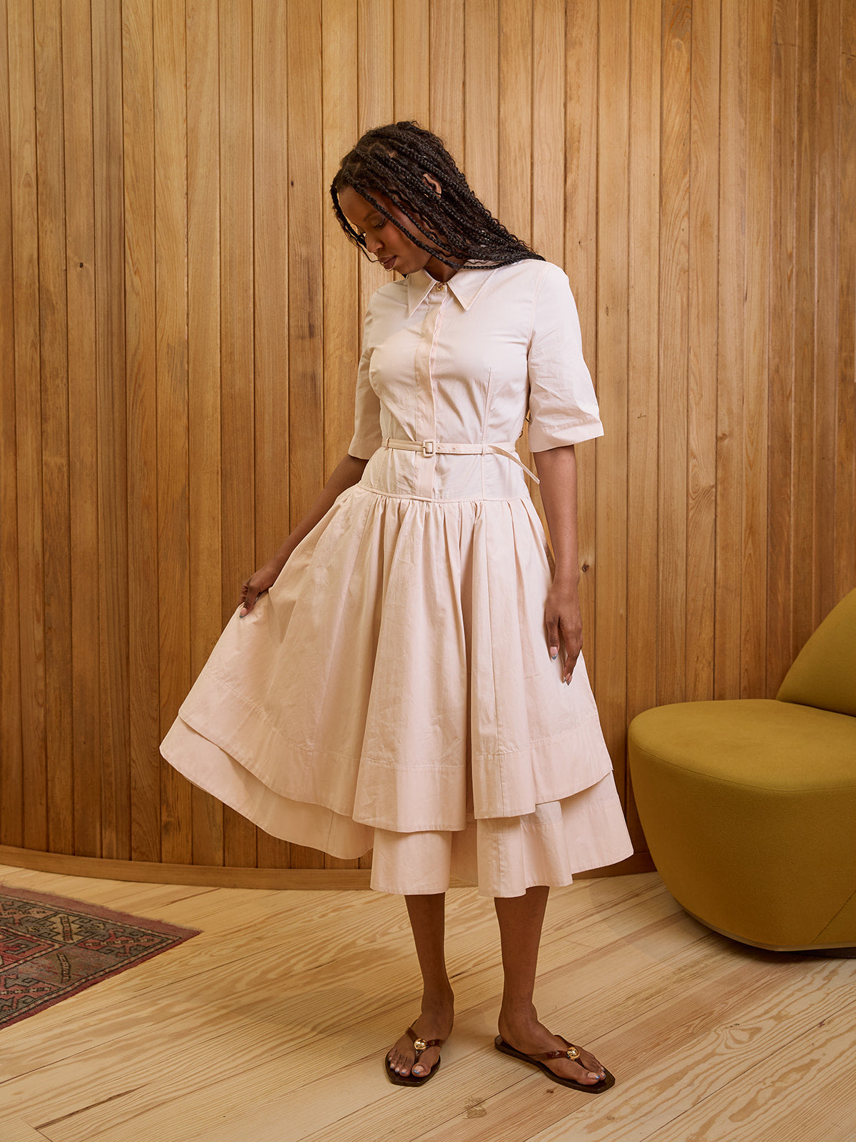 Short Sleeve Belted Dress