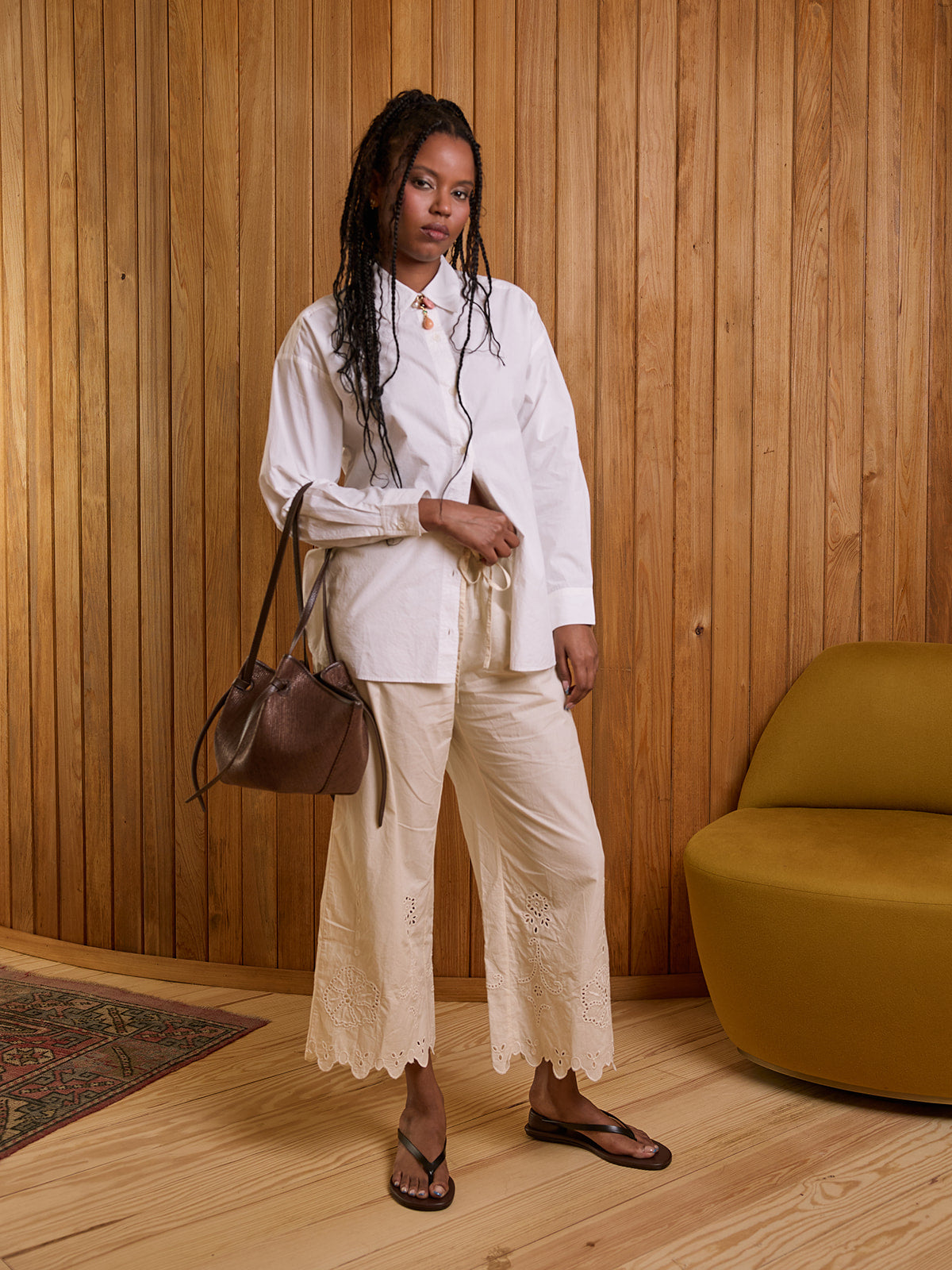 Embroidered Kari Pull-On Pant