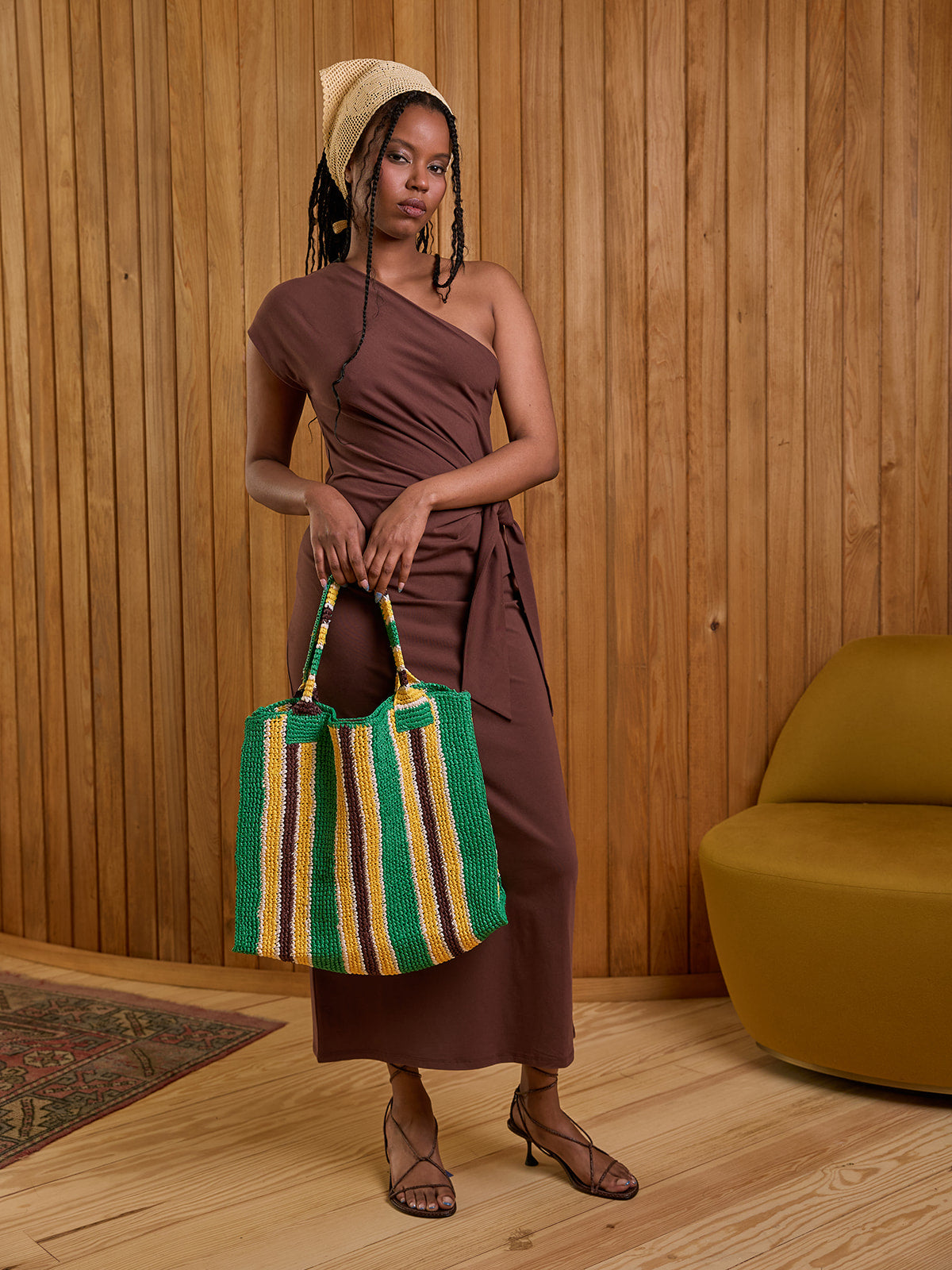 Sol Crochet Beach Tote in Green