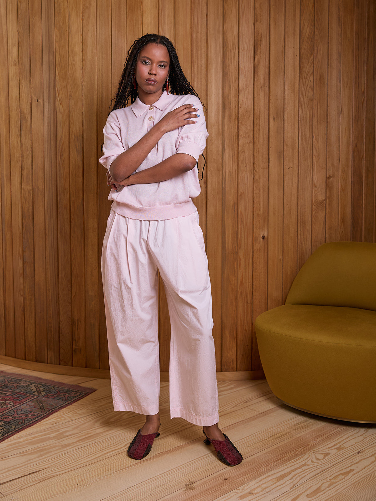 Spa Pleat Pant in Rose
