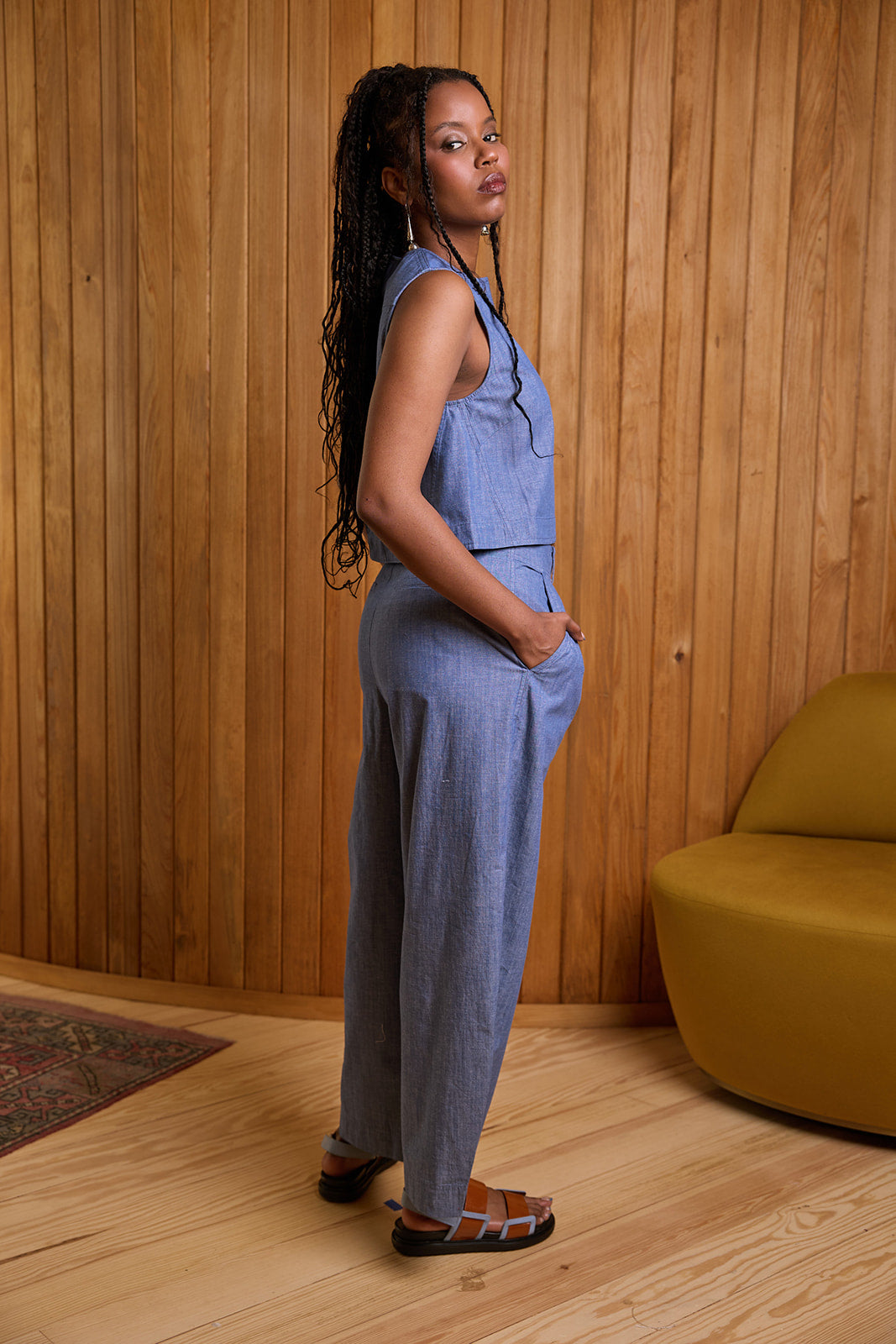 Bari Crop Trouser in Chamb