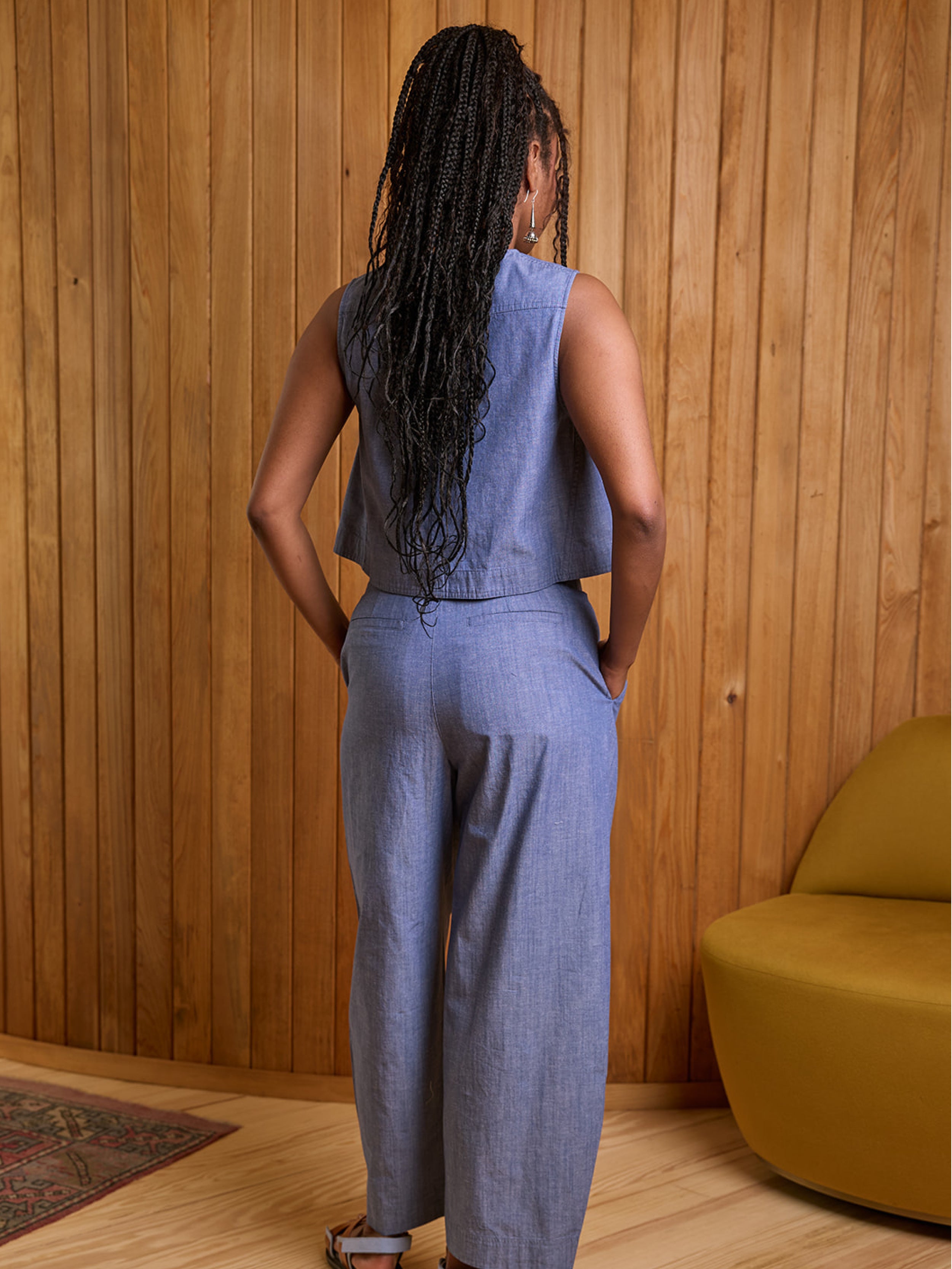 Bari Crop Trouser in Chamb