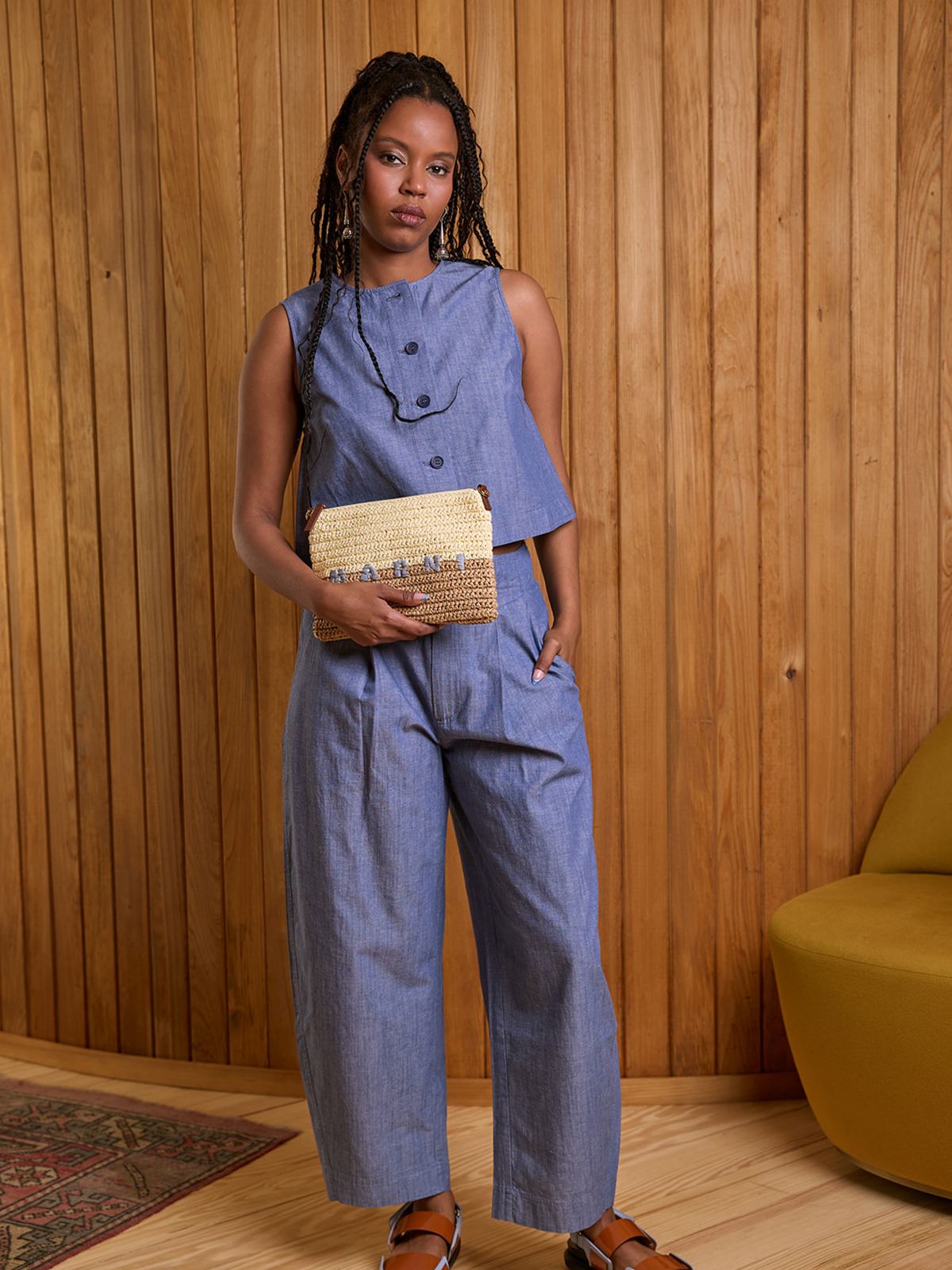 Bari Crop Trouser in Chamb