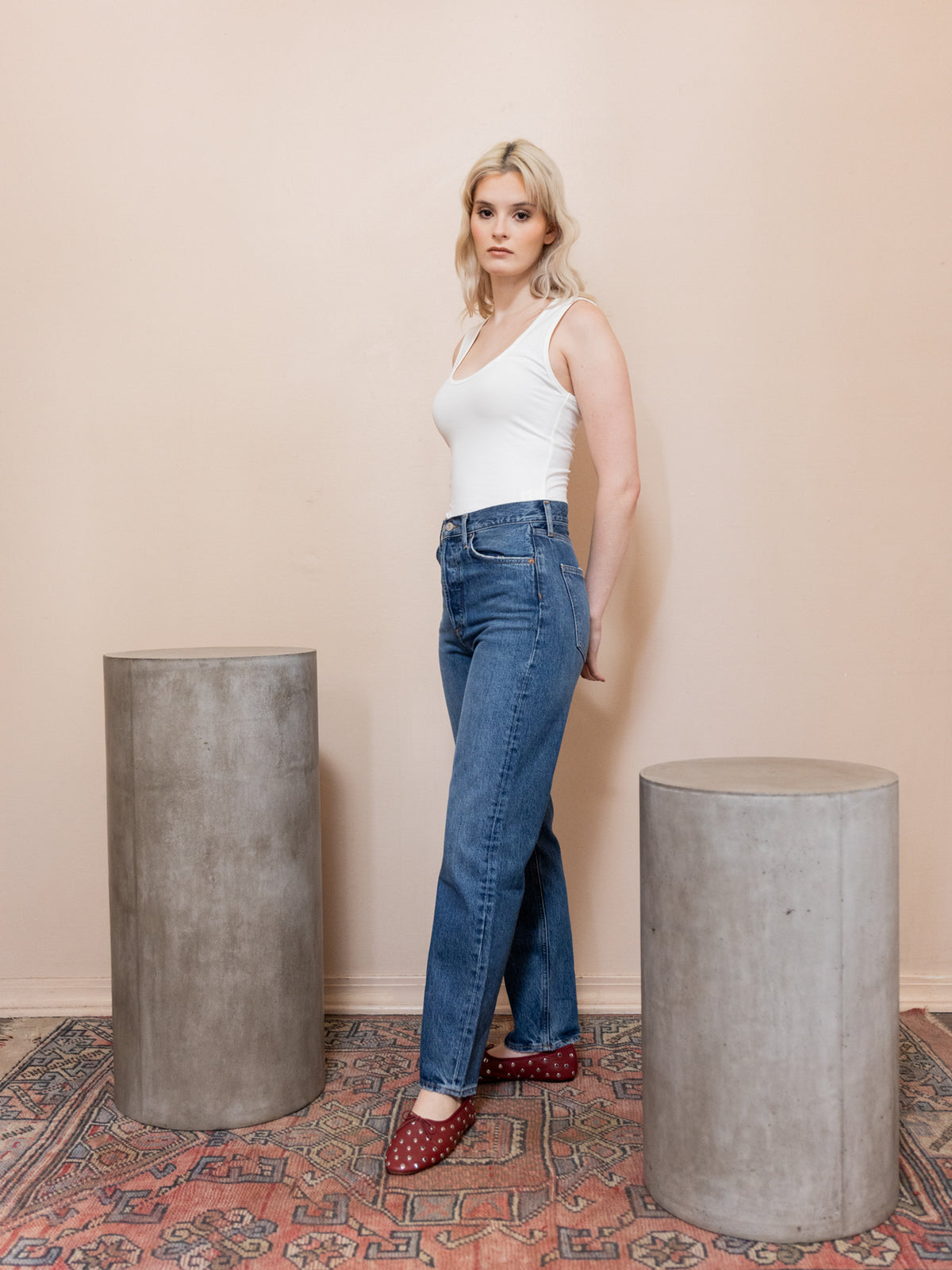Uri Low-Cut Tank in Cream