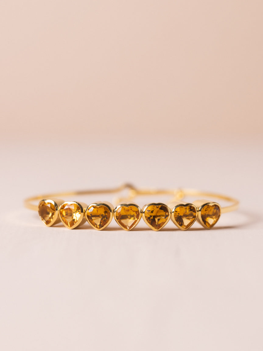 7 Citrine Hearts Bracelet