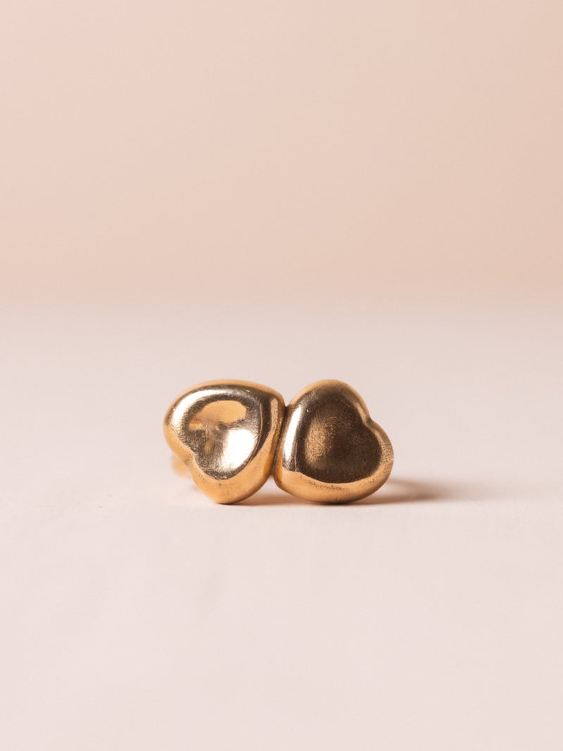 Embracing Double Agape Heart Ring in Rose Gold