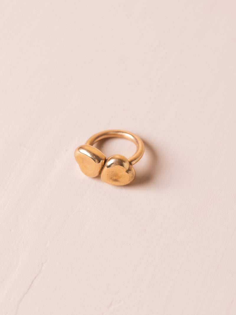 Embracing Double Agape Heart Ring in Rose Gold