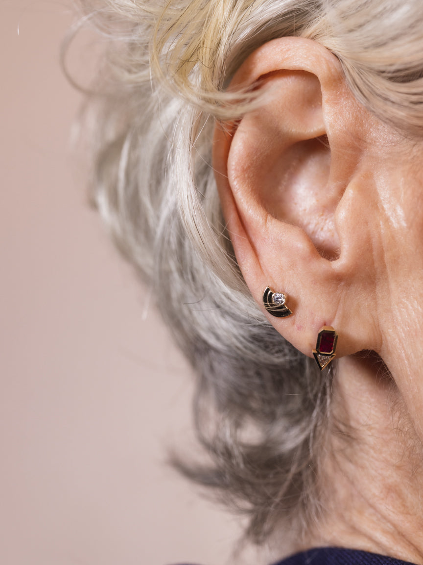Ruby & Trillion Diamond Studs