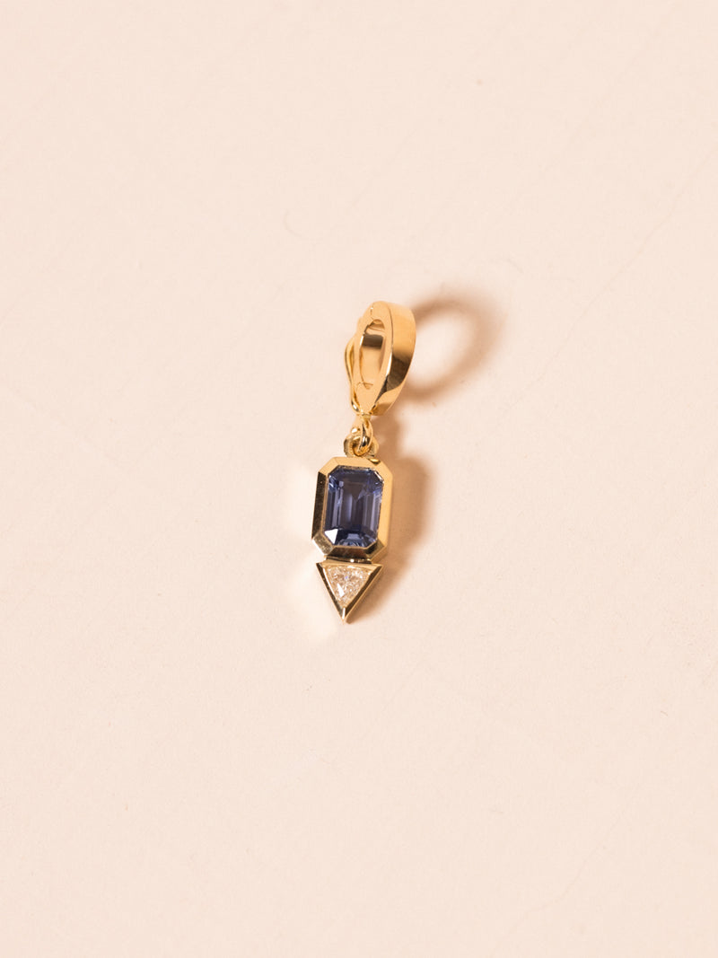 Sapphire & Trillion Diamond Charm