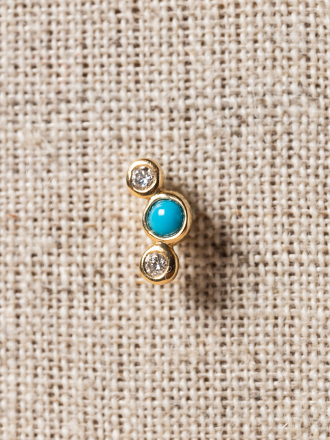Bezel Set Crescent Stud in Turquoise